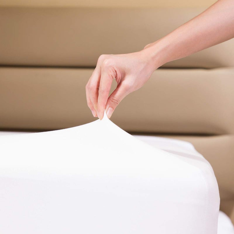 COSMOPLUS Fitted Sheet- COSMOPLUS Full Fitted Sheet Onlyï¼ˆNo Flat Sheet or Pillow Shamsï¼‰,4 Way Stretch Micro-Knit,Snug Fit,Wrinkle Free,for Standard Mattress and Air Bed Mattress from 8â€ Up to 14â€,White - Image 1